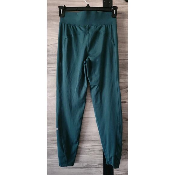 Lululemon Its Rulu Run Fleece High-Rise Jogger Full Length Storm Teal Size 4 EUC - Picture 2 of 6